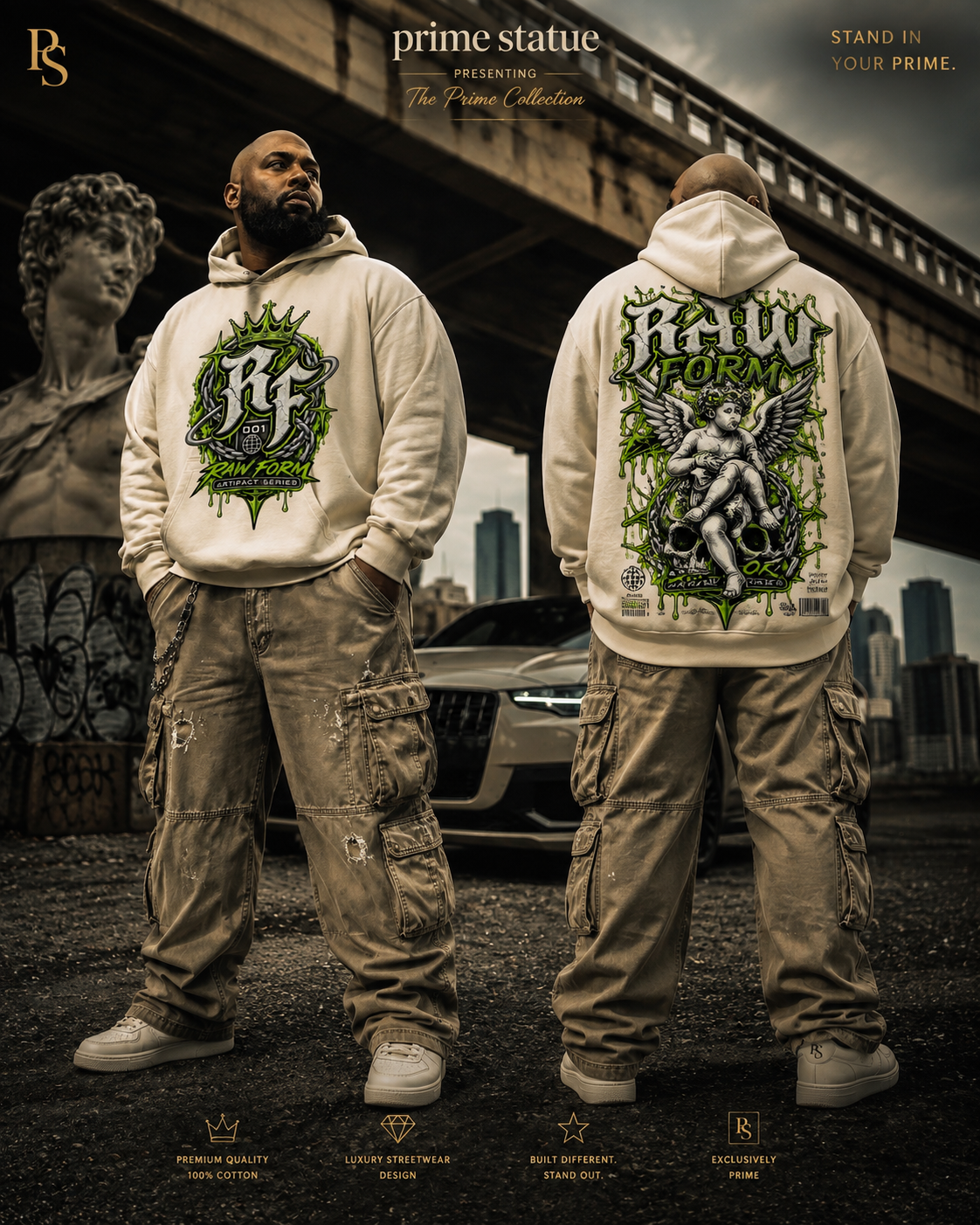 PRIME STATUE “RAW FORM: ARTIFACT SERIES” PULLOVER HOODIE