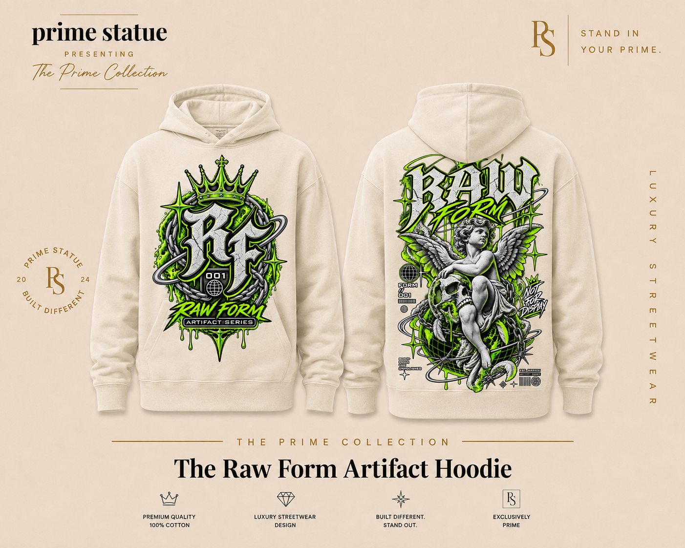 PRIME STATUE “RAW FORM: ARTIFACT SERIES” PULLOVER HOODIE